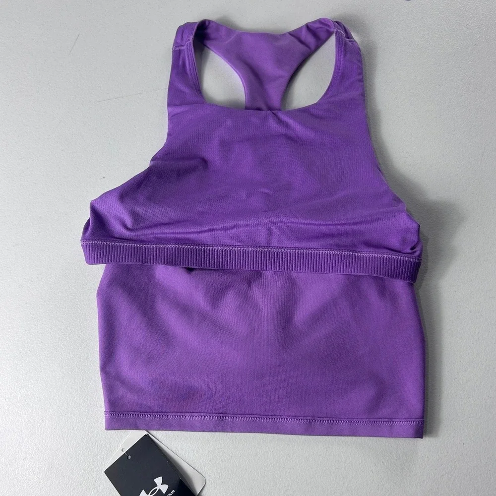 Under‎ Armour Girls YXL Motion Crop Tank Top 2-Pack Purple Pink High Neck NEW